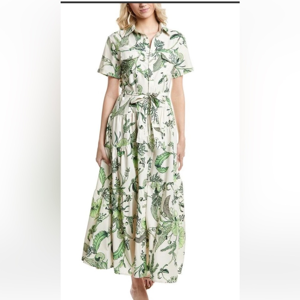 NWT Zara Floral Green Maxi Dress size XL
